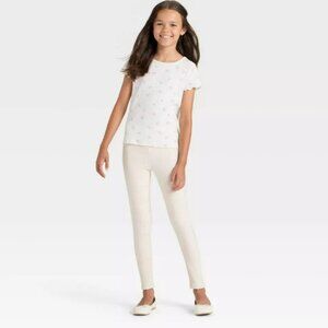 Cat & Jack Fleece Lined Leggings Cream Size 4-6X